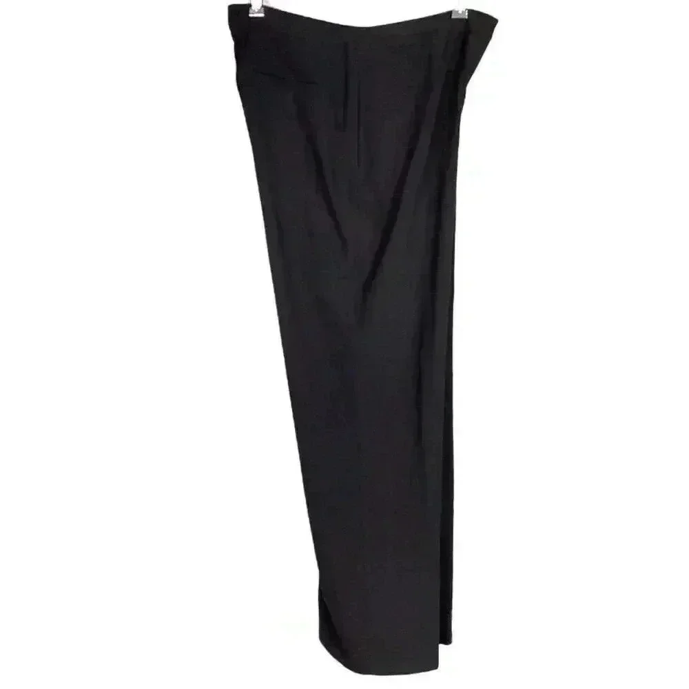 J. Jill Flat Front Pants Womens 14 Black Stretch Wide Leg Trousers Pockets